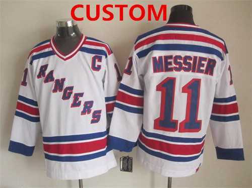 Men%27s New York Rangers Custom 1993 White Throwback CCM Jersey->customized mlb jersey->Custom Jersey